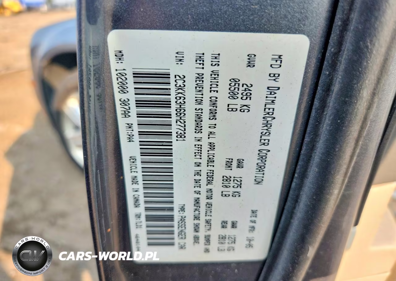 2006 Chrysler 300C VIN:2C3KK63H66H277381 - 12