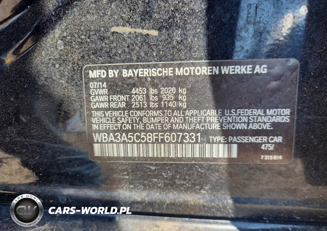 2015 BMW 328 I VIN:WBA3A5C58FF607331 - 12