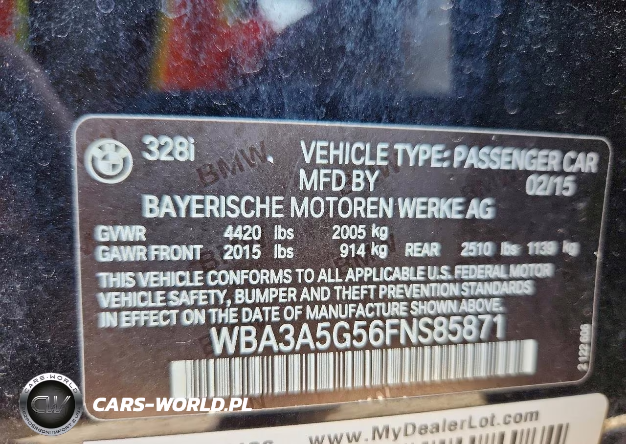 2015 BMW 328 I VIN:WBA3A5G56FNS85871 - 12