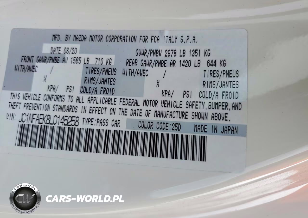 2020 Fiat 124 Spider Classica VIN:JC1NFAEK8L0145258 - 12