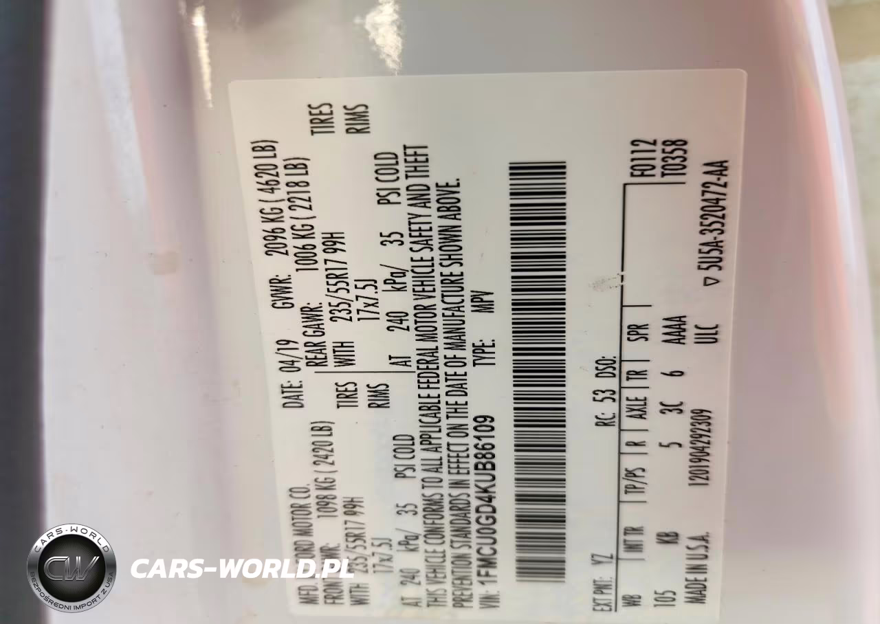 2019 Ford Escape Se VIN:1FMCU0GD4KUB86109 - 12