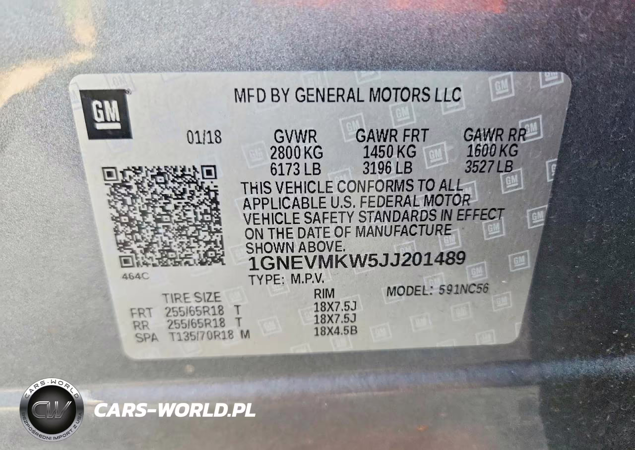 2018 Chevrolet Traverse Lt VIN:1GNEVMKW5JJ201489 - 13