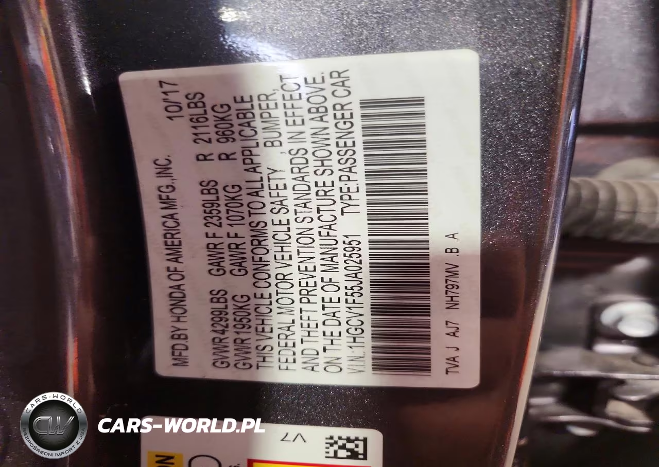 2018 Honda Accord Exl VIN:1HGCV1F55JA025951 - 12