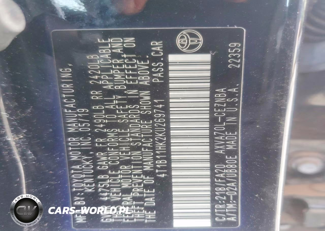 2019 Toyota Camry Le VIN:4T1B11HK2KU269741 - 12