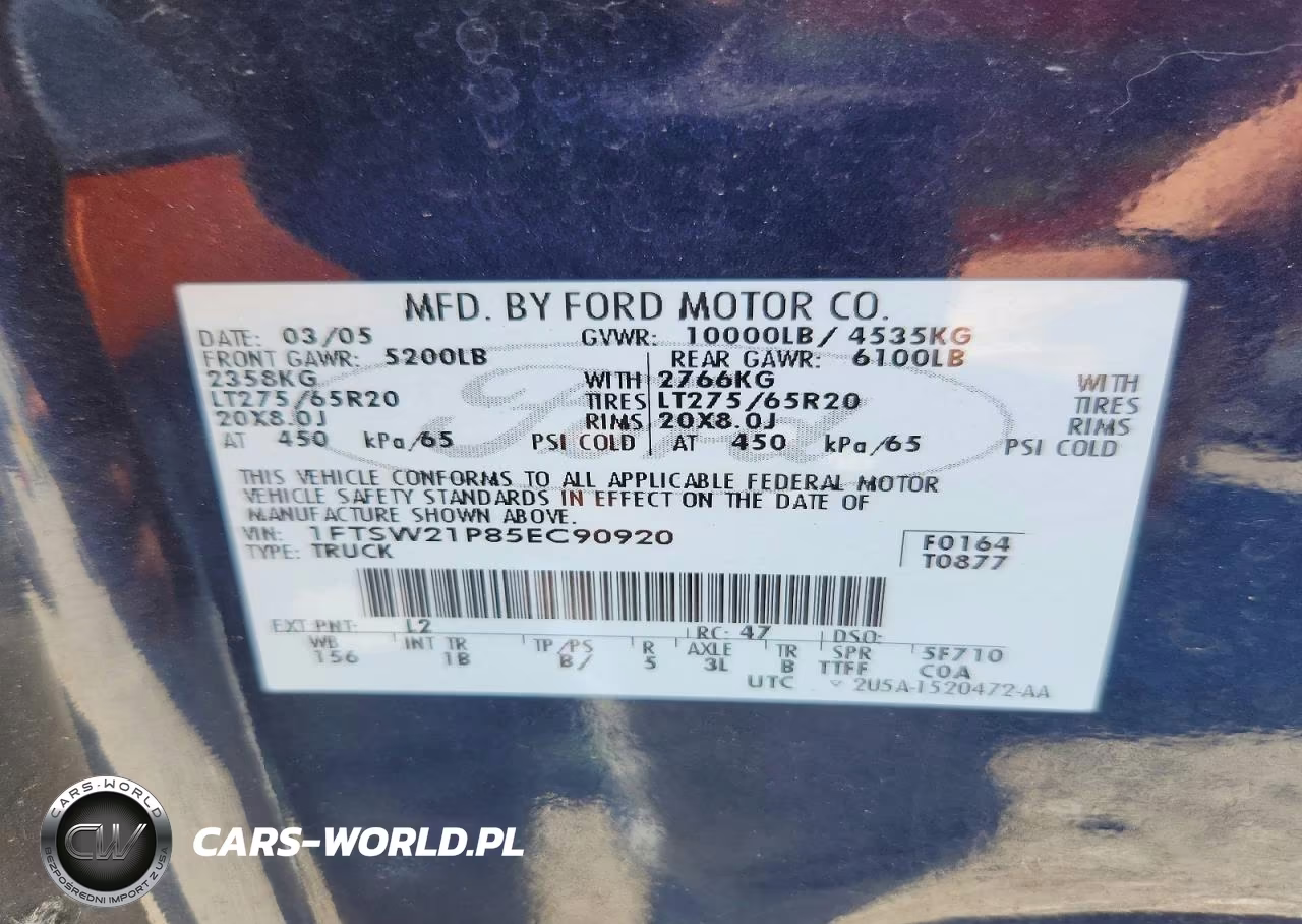 2005 Ford F250 VIN:1FTSW21P85EC90920 - 12
