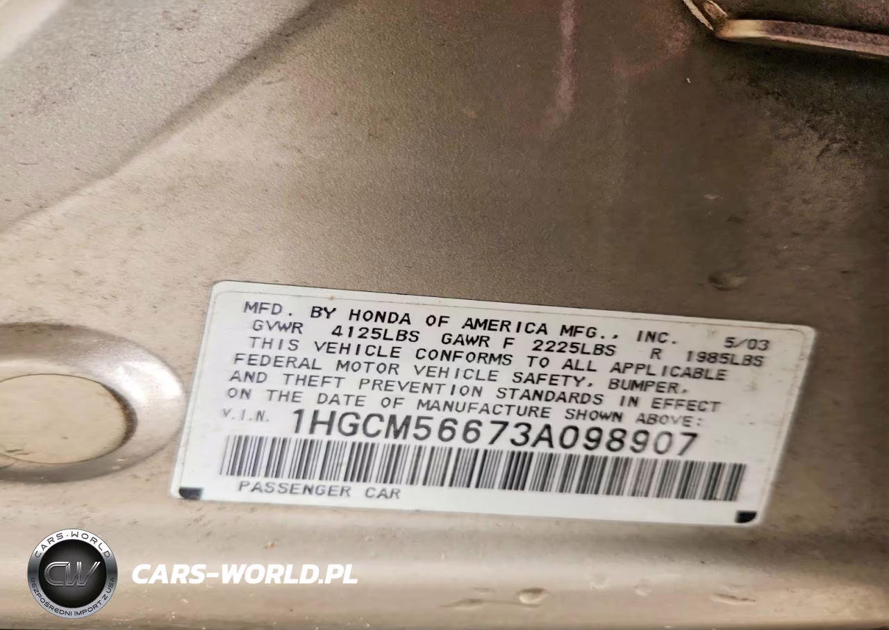 2003 Honda Accord Ex VIN:1HGCM56673A098907 - 12