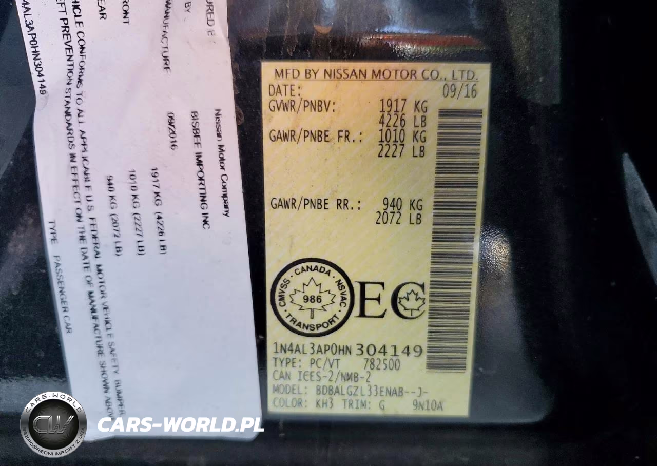 NISSAN ALTIMA 2.5 VIN:1N4AL3AP0HN304149 - 13