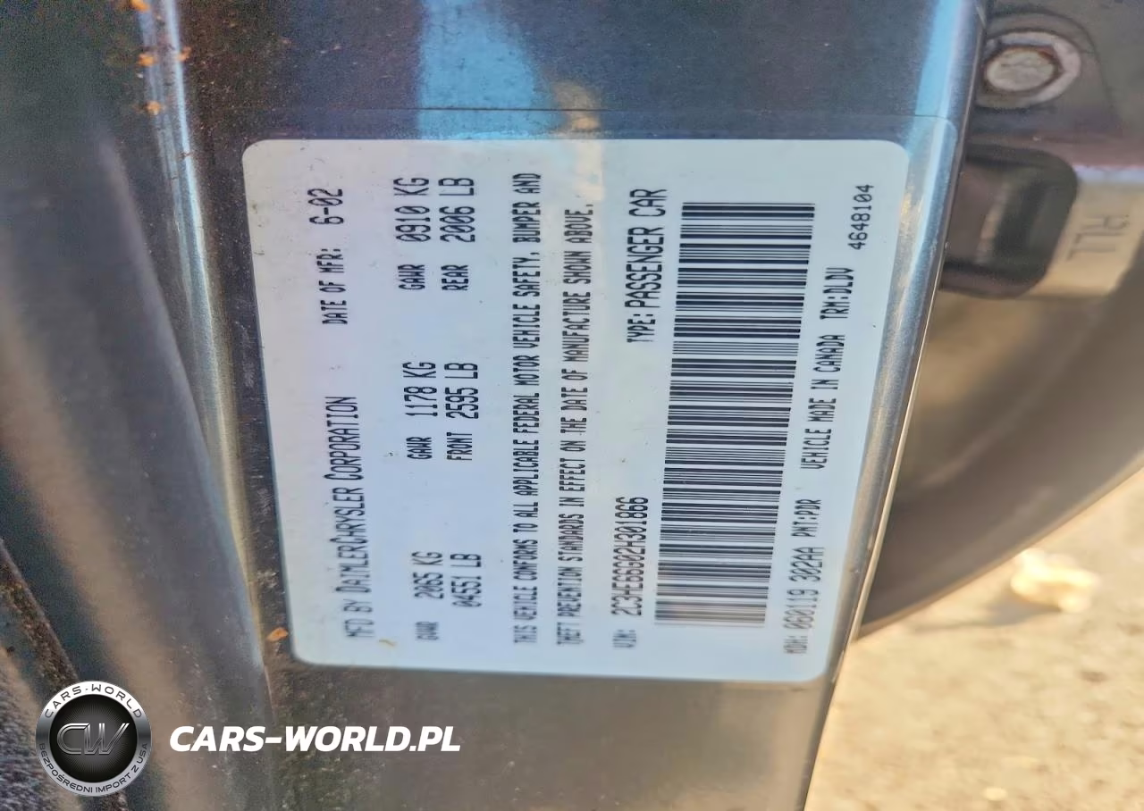 2002 Chrysler 300M VIN:2C3HE66G02H301866 - 12
