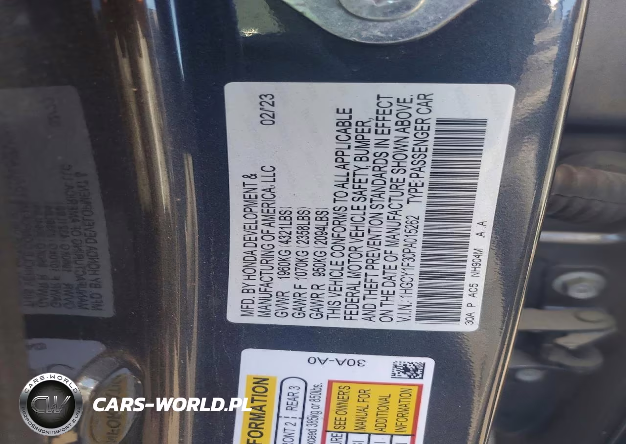 2023 Honda Accord Ex VIN:1HGCY1F30PA015262 - 13