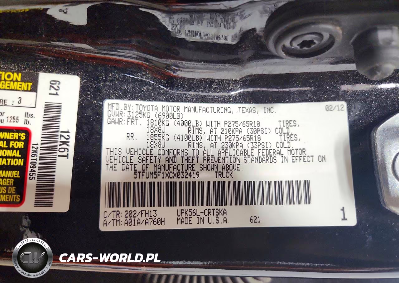 2012 Toyota Tundra Double Cab Sr5 VIN:5TFUM5F1XCX032419 - 12