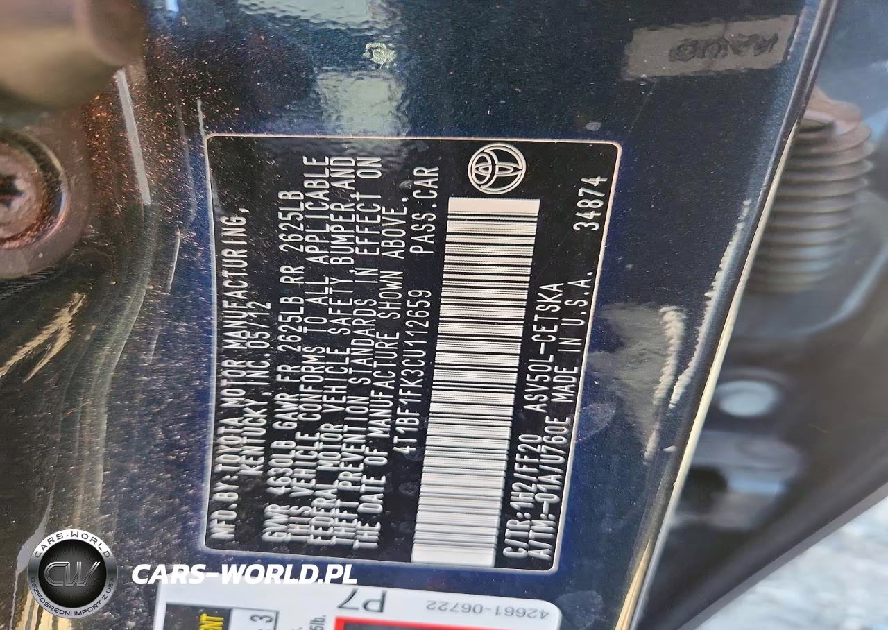 2012 Toyota Camry Se VIN:4T1BF1FK3CU112659 - 12