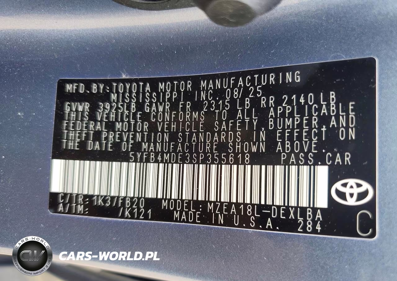 2025 Toyota Corolla Le VIN:5YFB4MDE3SP355618 - 12