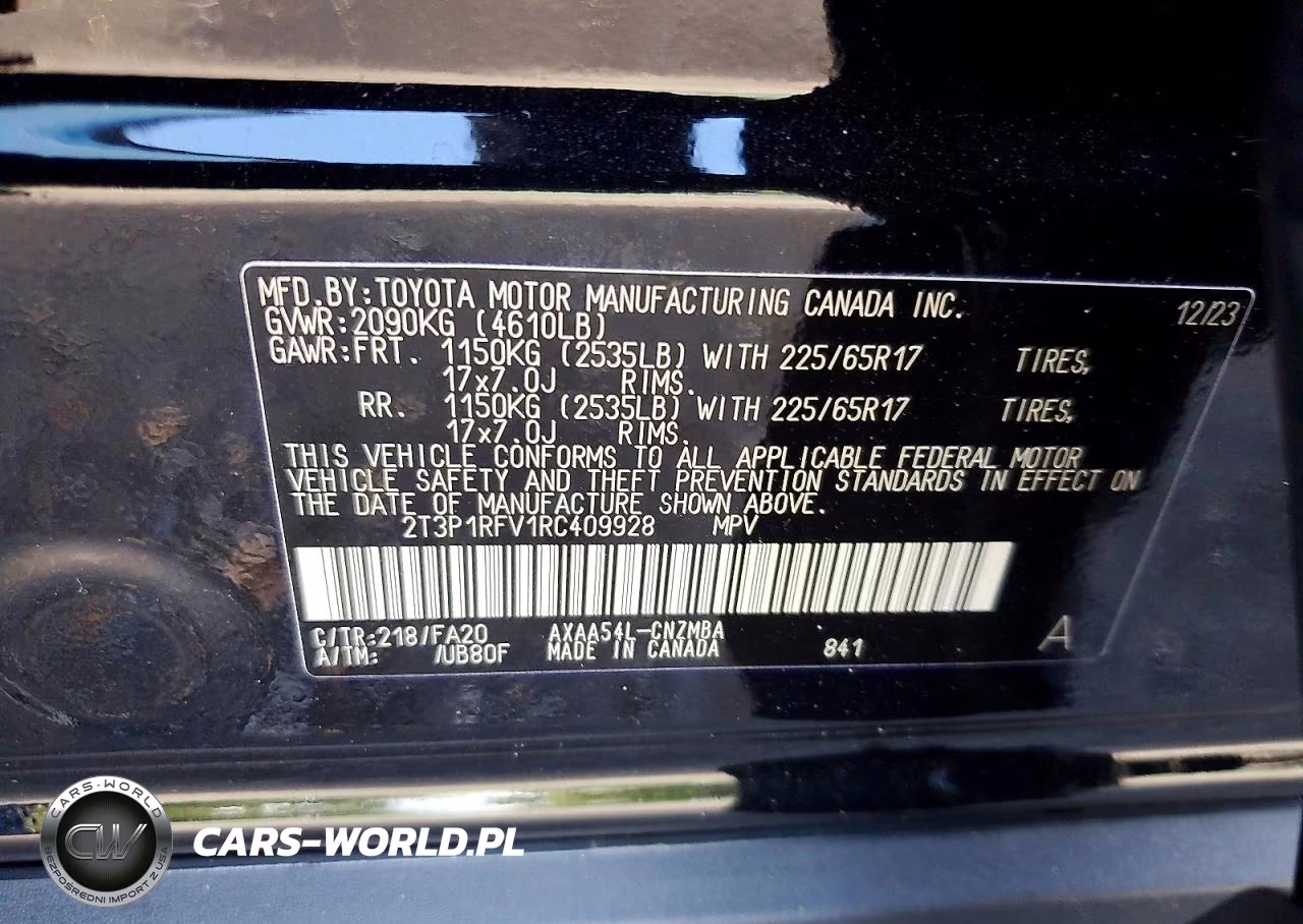 2024 Toyota Rav4 Xle VIN:2T3P1RFV1RC409928 - 12