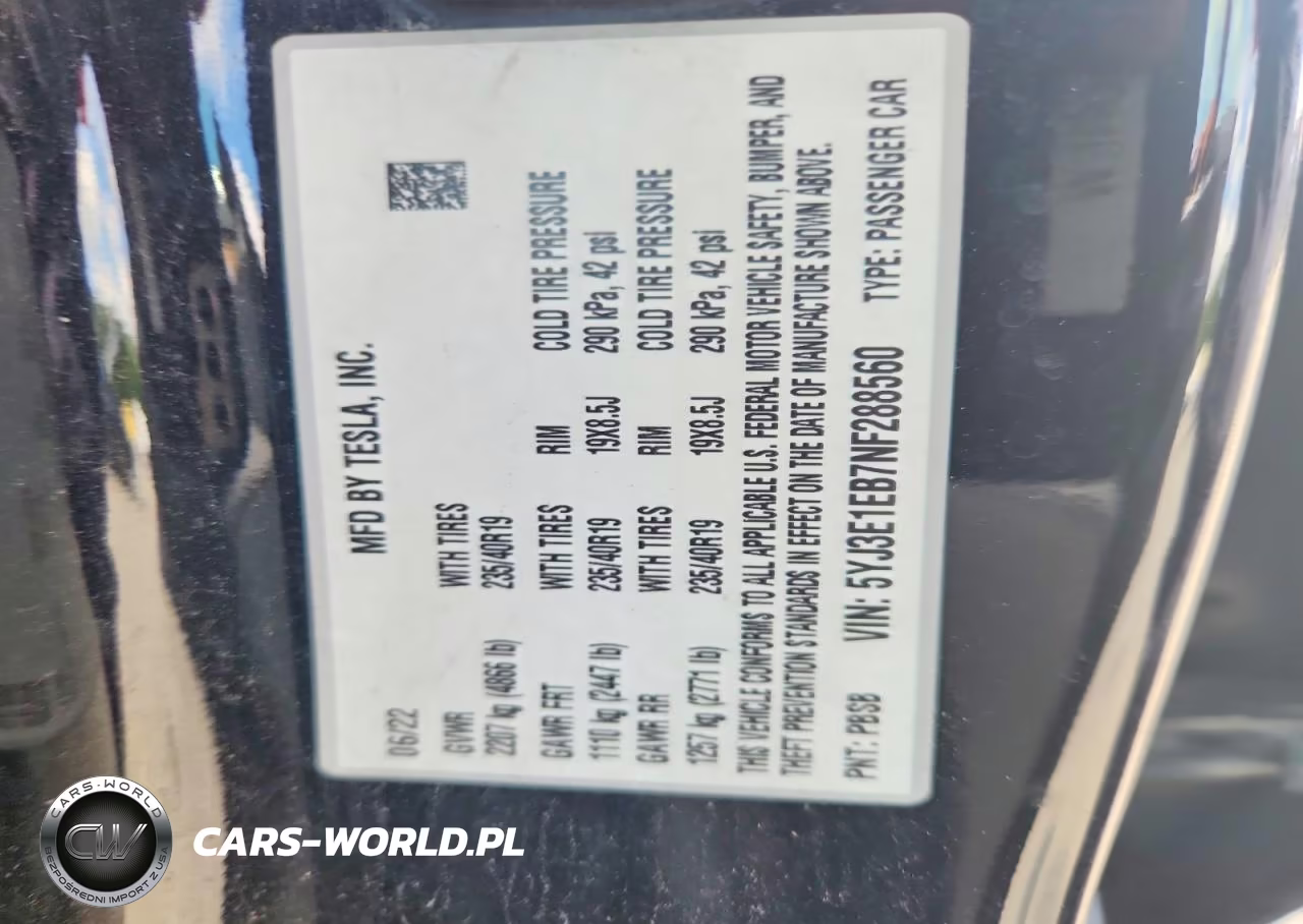 2022 Tesla Model 3 VIN:5YJ3E1EB7NF288560 - 12