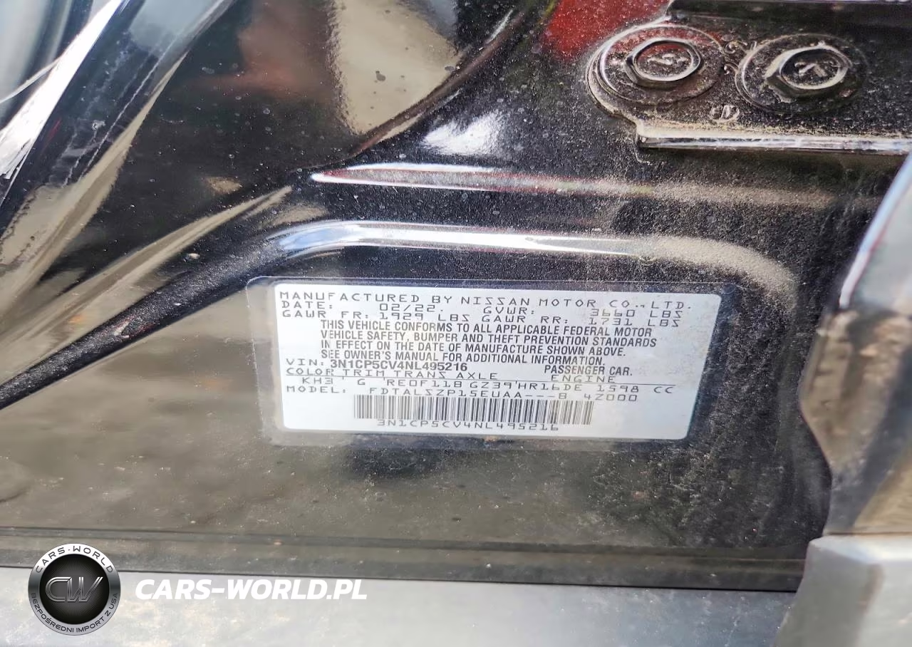 2022 Nissan Kicks Sv VIN:3N1CP5CV4NL495216 - 12