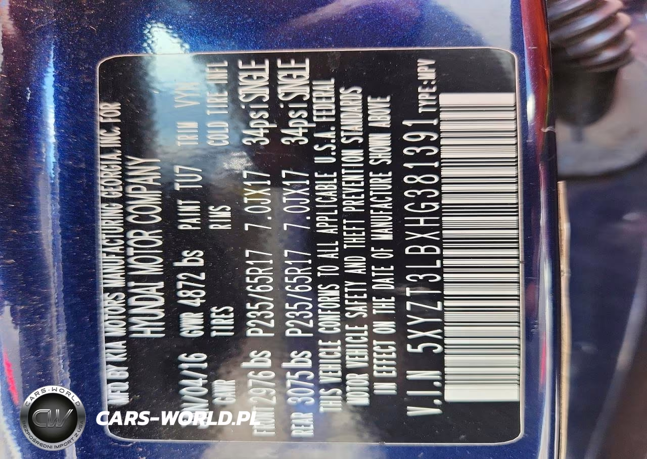 2017 Hyundai Santa Fe Sport 2.4L VIN:5XYZT3LBXHG381391 - 12