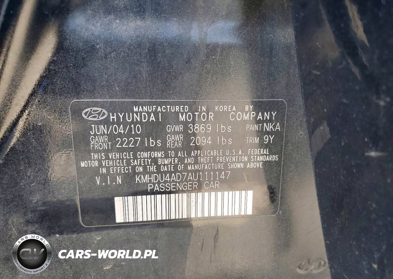 2010 Hyundai Elantra Blue VIN:KMHDU4AD7AU111147 - 12