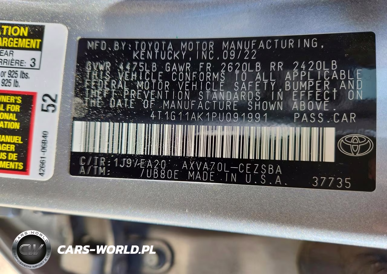 2023 Toyota Camry Se VIN:4T1G11AK1PU091991 - 12
