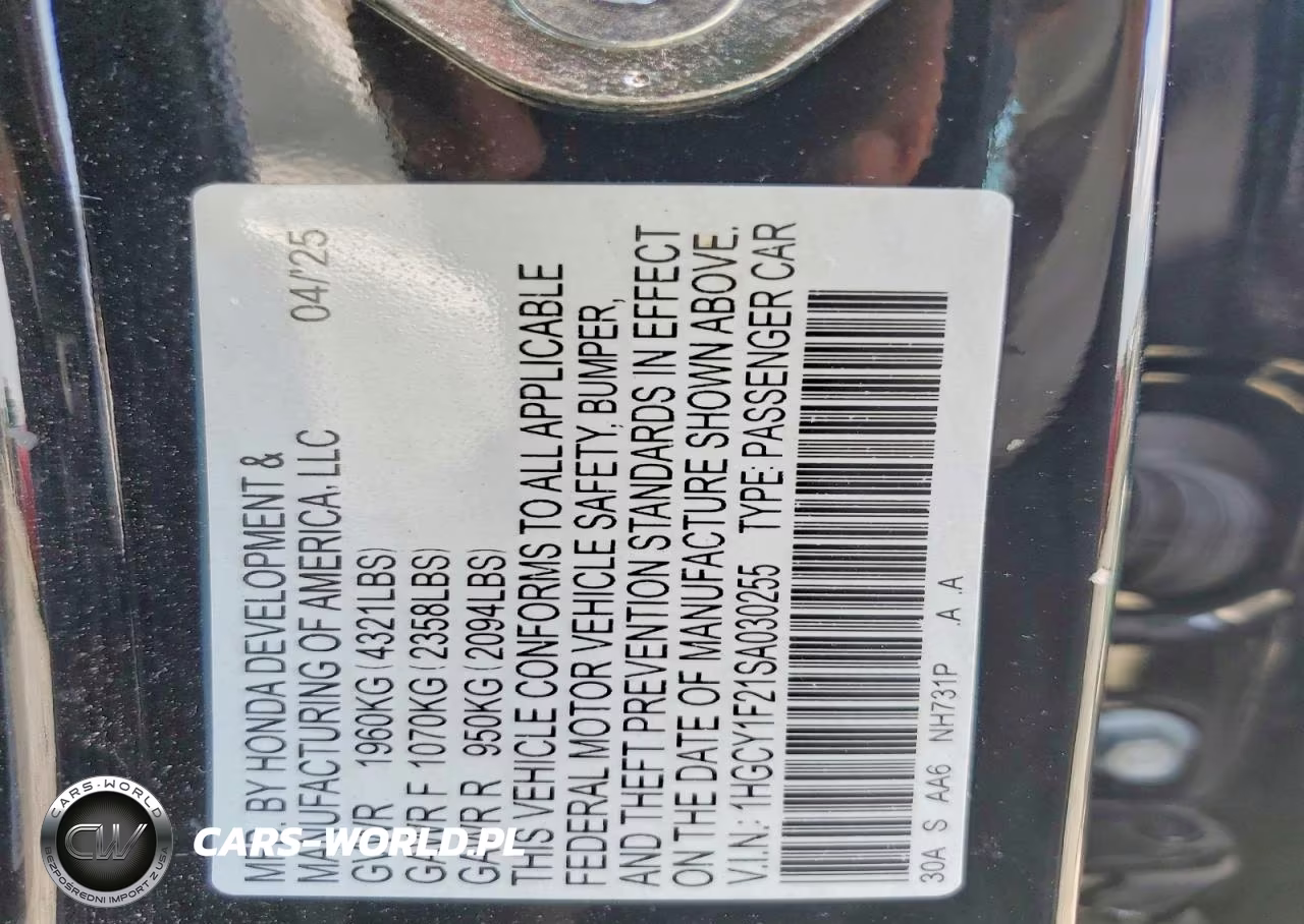 2025 Honda Accord Lx VIN:1HGCY1F21SA030255 - 12