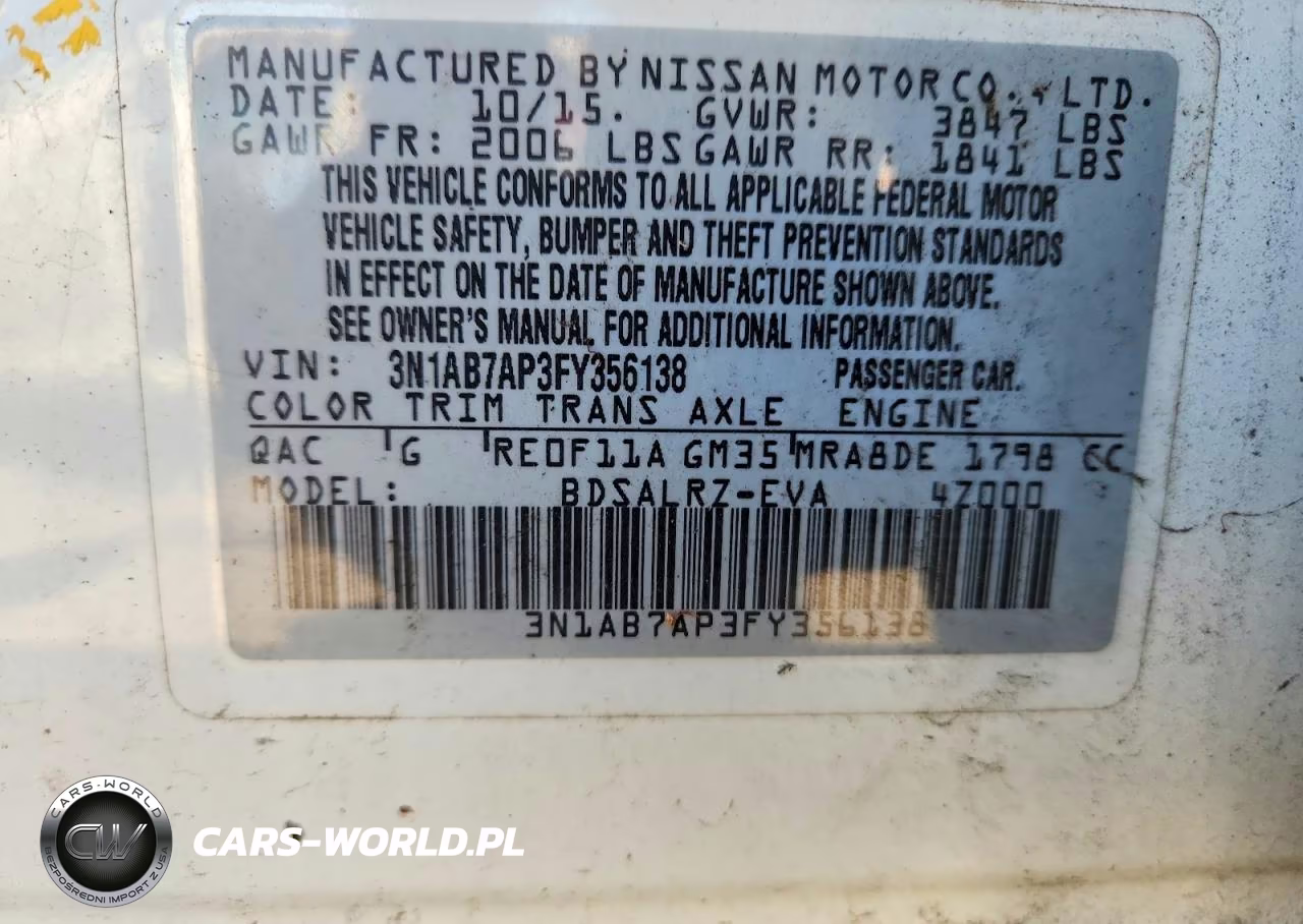 2015 Nissan Sentra Sr VIN:3N1AB7AP3FY356138 - 12