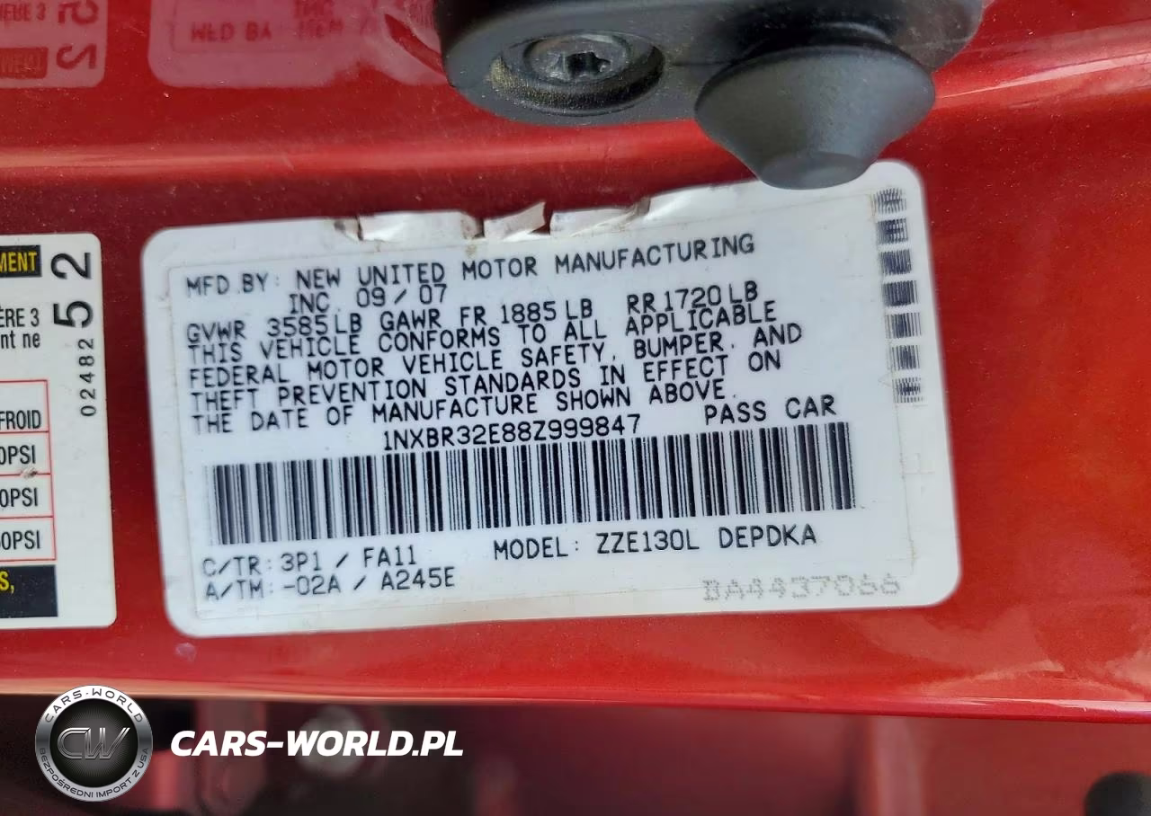 2008 Toyota Corolla Ce VIN:1NXBR32E88Z999847 - 12