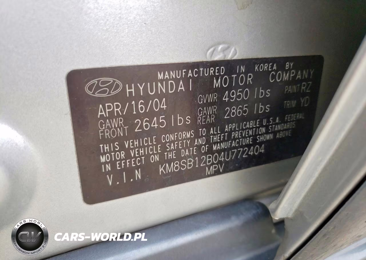 2004 Hyundai Santa Fe Base VIN:KM8SB12B04U772404 - 12