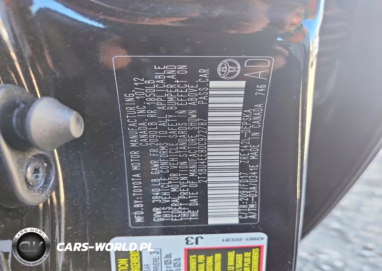 2013 Toyota Corolla Base VIN:2T1BU4EE8DC972787 - 12
