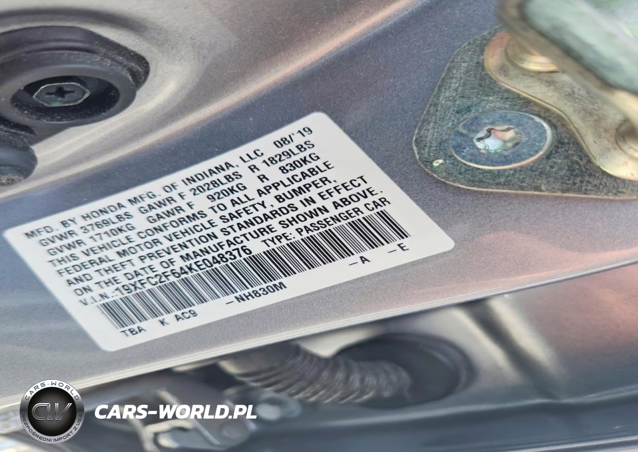2019 Honda Civic Lx VIN:19XFC2F64KE048376 - 12