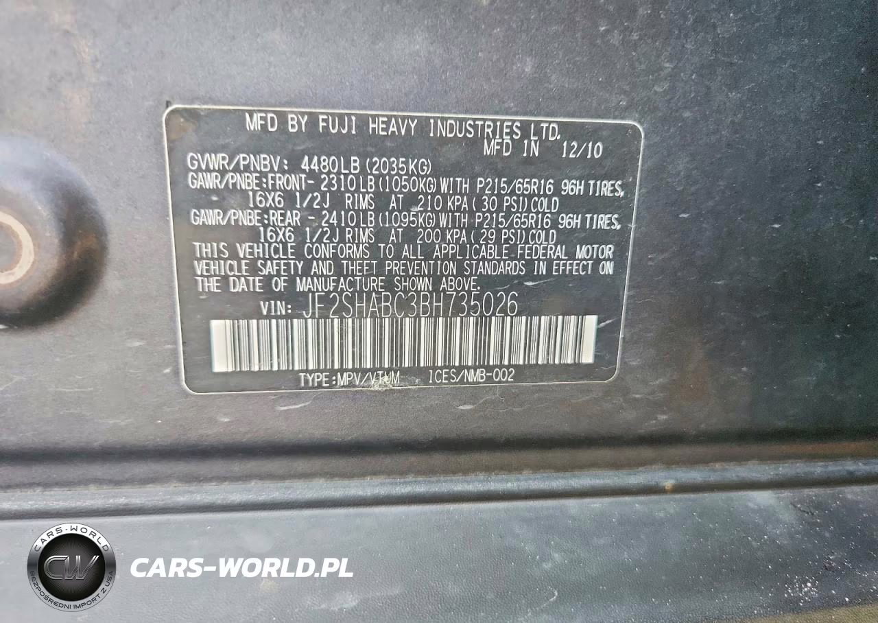 2011 Subaru Forester 2.5X VIN:JF2SHABC3BH735026 - 13