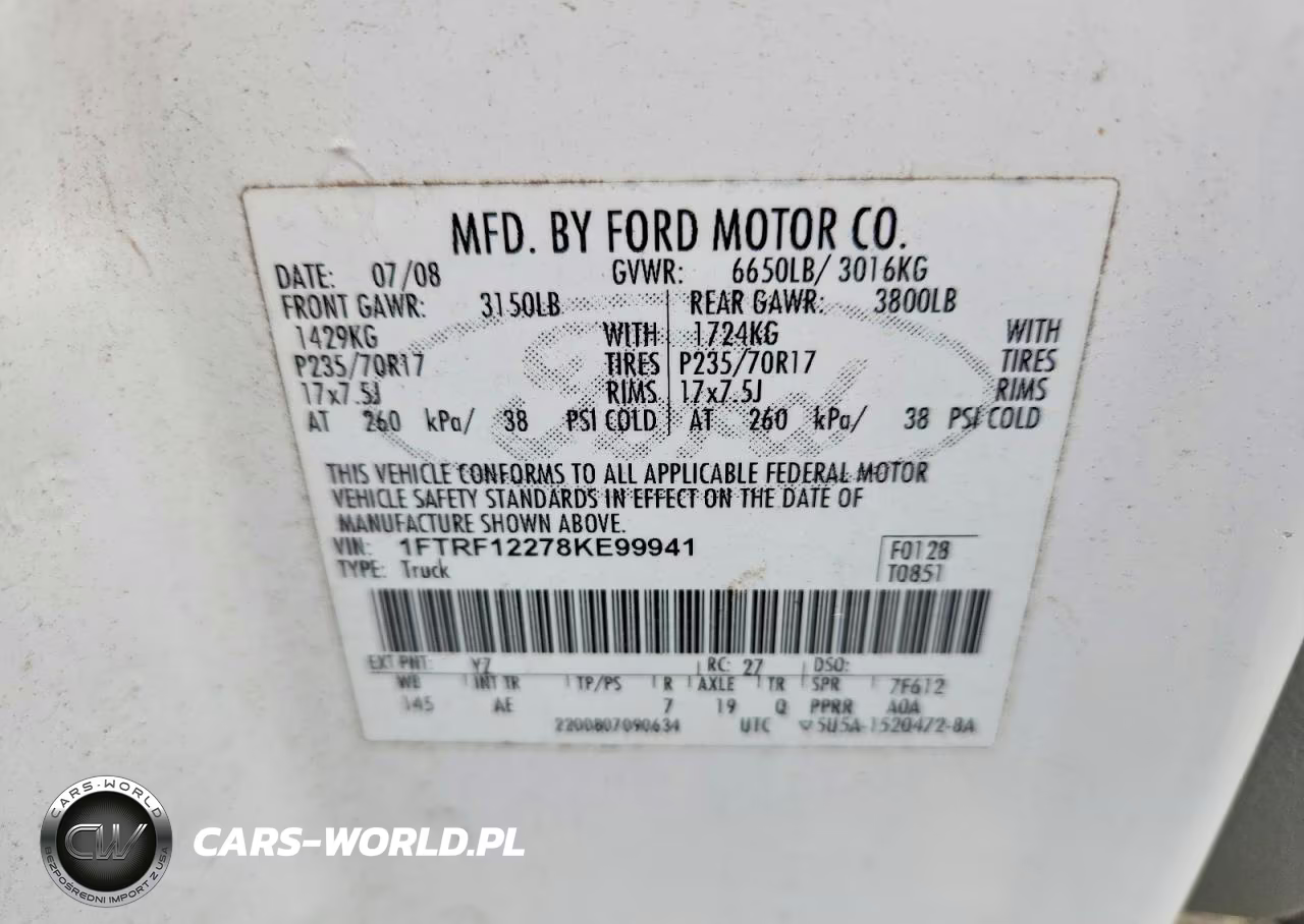 2008 Ford F150 VIN:1FTRF12278KE99941 - 12