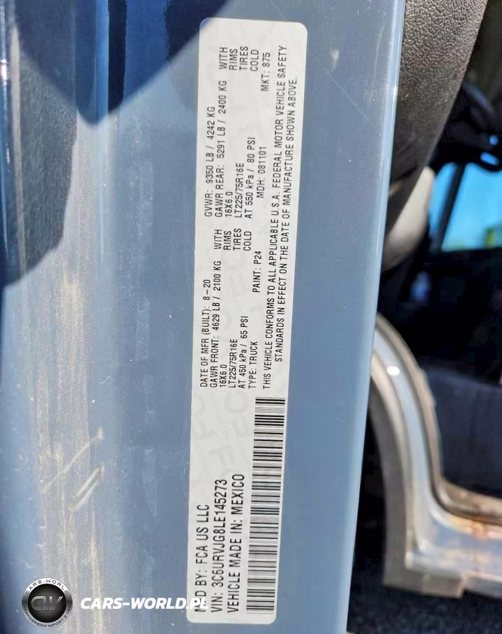 2020 Ram Promaster 3500 Delivery Van VIN:3C6URVJG8LE145273 - 13