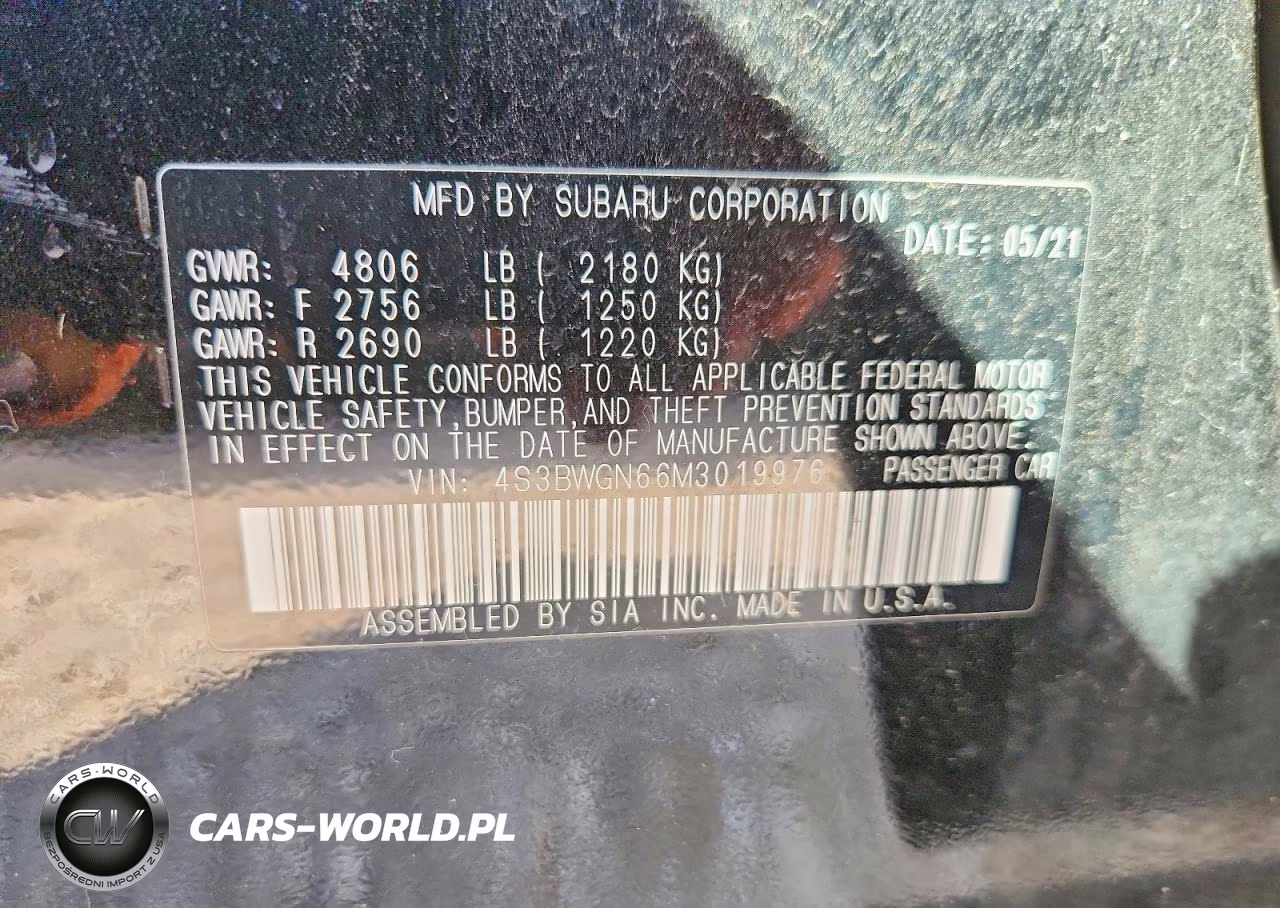 2021 Subaru Legacy Limited Xt VIN:4S3BWGN66M3019976 - 12