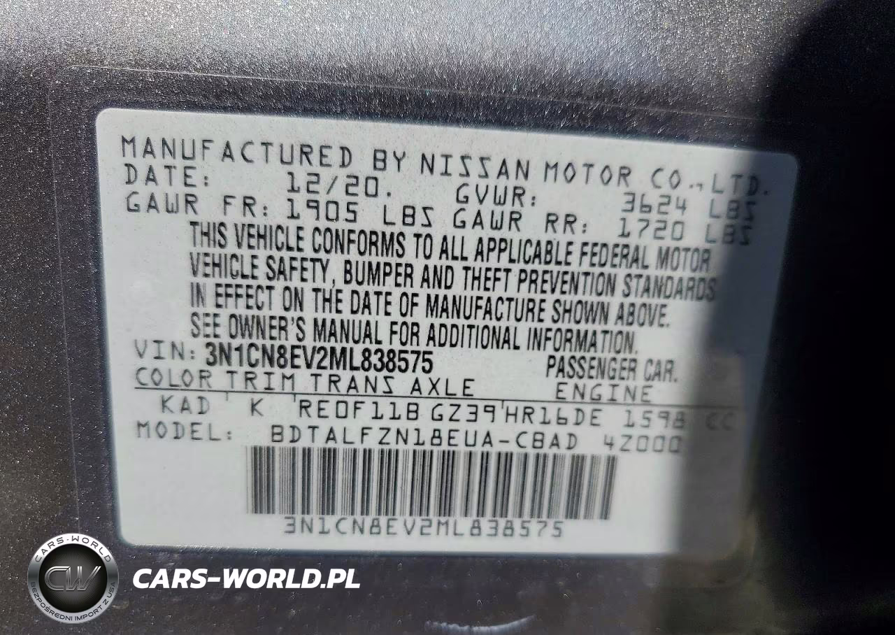 2021 Nissan Versa Sv VIN:3N1CN8EV2ML838575 - 13