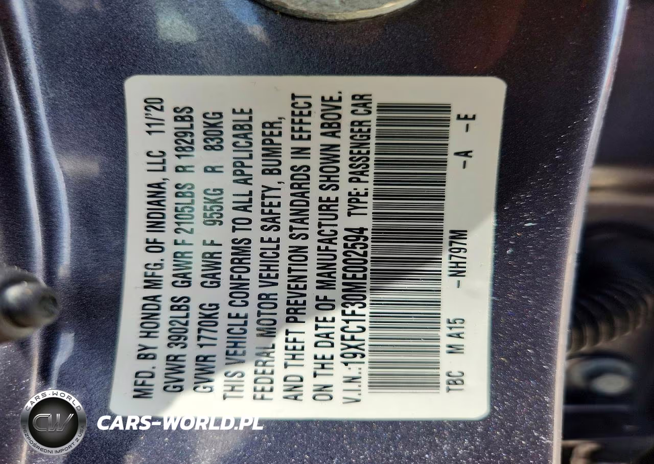 2021 Honda Civic Ex VIN:19XFC1F30ME002594 - 13