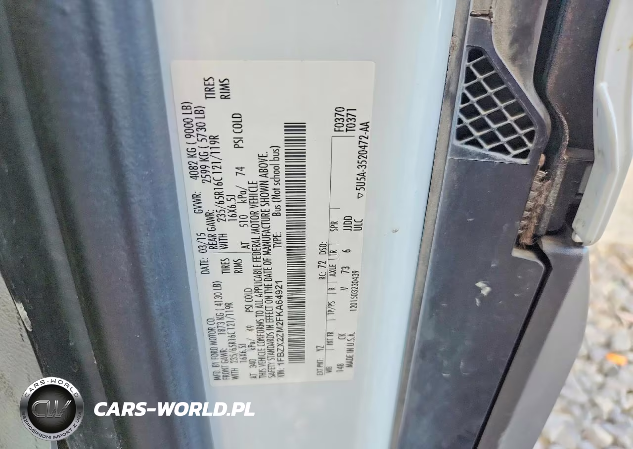 2015 Ford Transit T-350 VIN:1FBZX2ZM2FKA64921 - 13