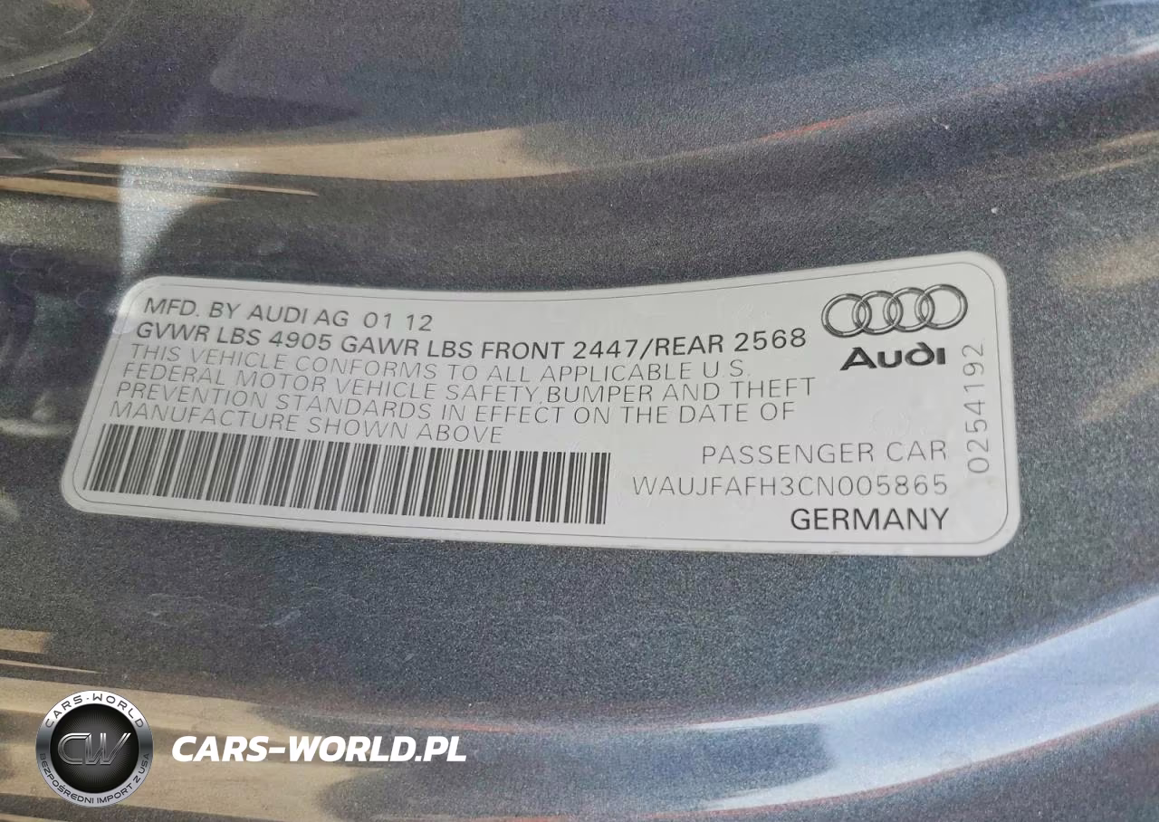 2012 Audi A5 Premium Plus VIN:WAUJFAFH3CN005865 - 12