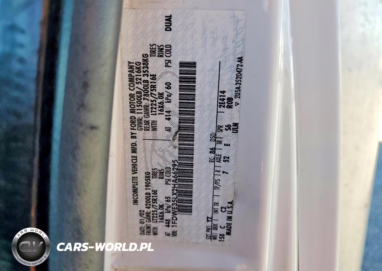 2002 Ford Econoline E350 Super Duty Cutaway Van VIN:1FDWE35LX2HA66295 - 13
