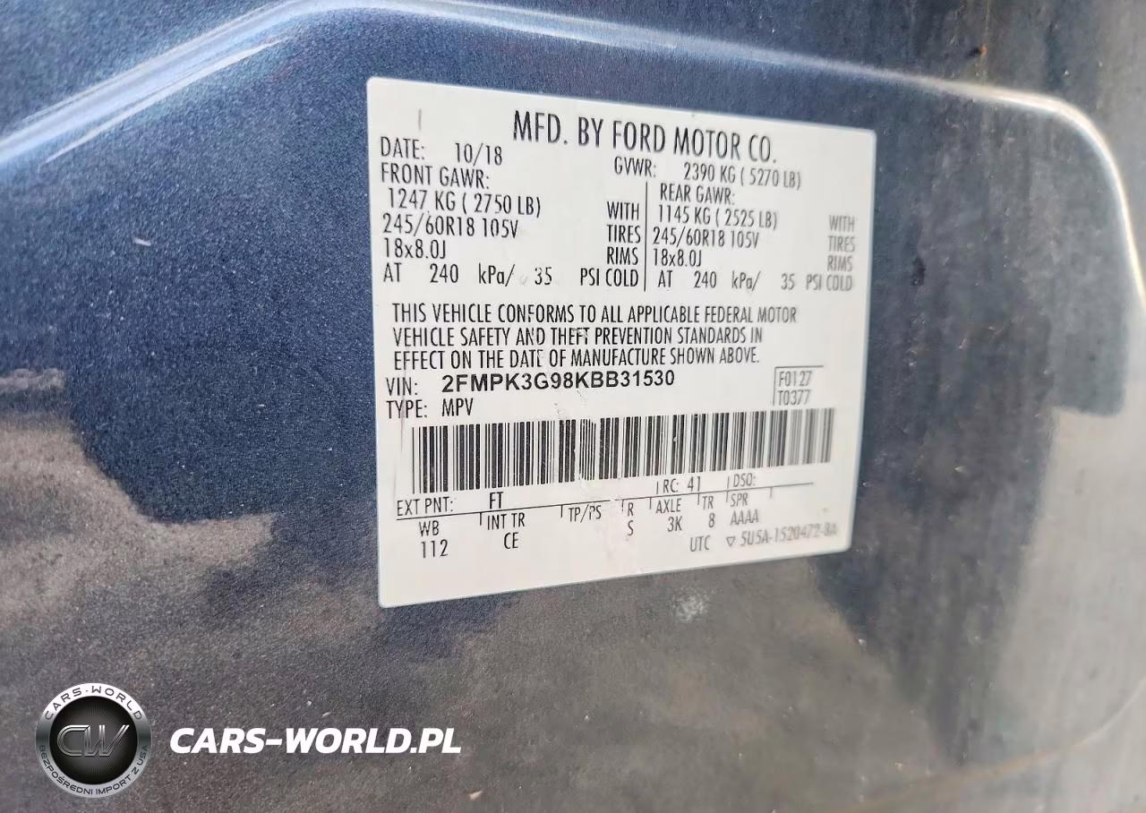 2019 Ford Edge Se VIN:2FMPK3G98KBB31530 - 12