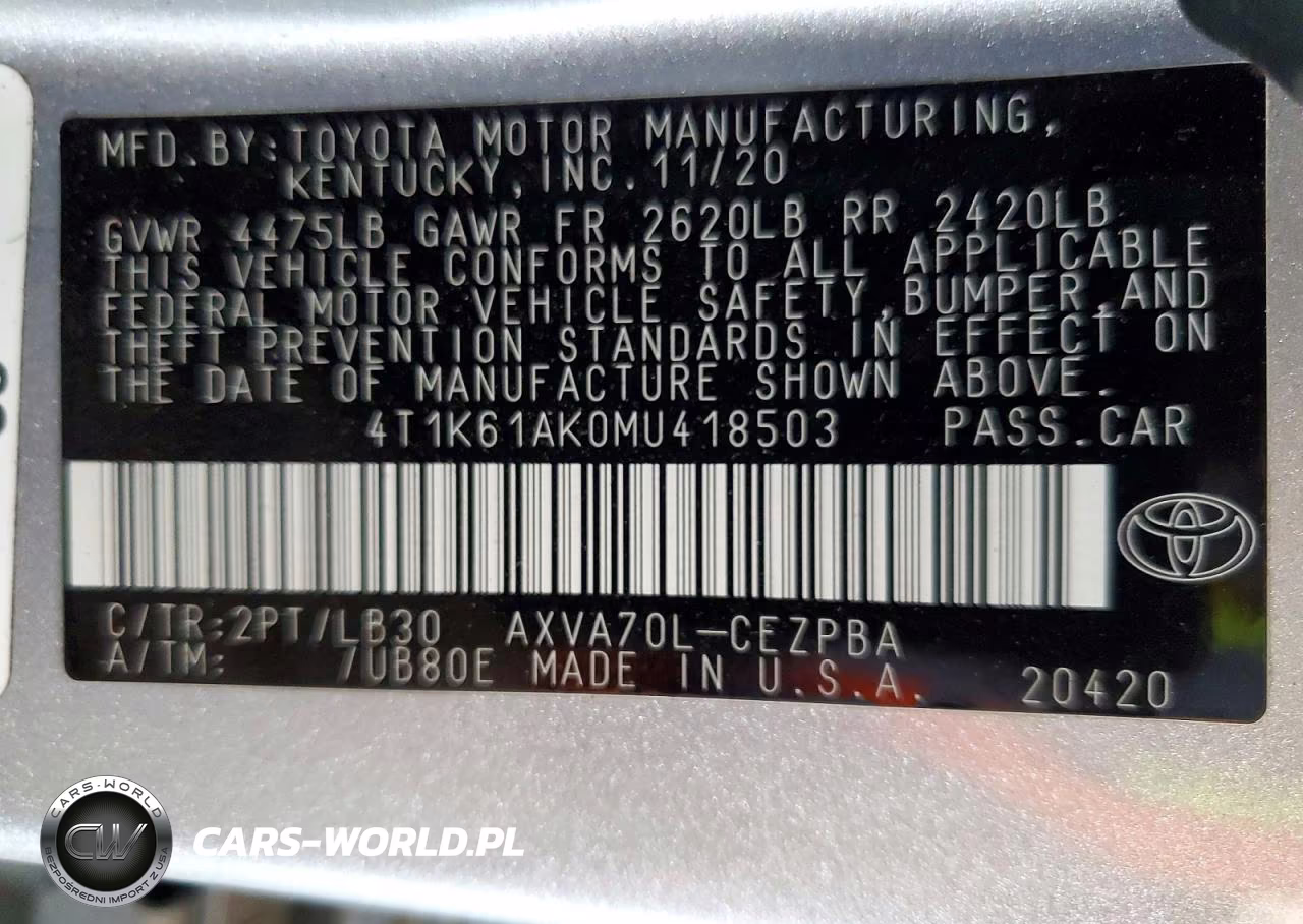 2021 Toyota Camry Xse VIN:4T1K61AK0MU418503 - 12