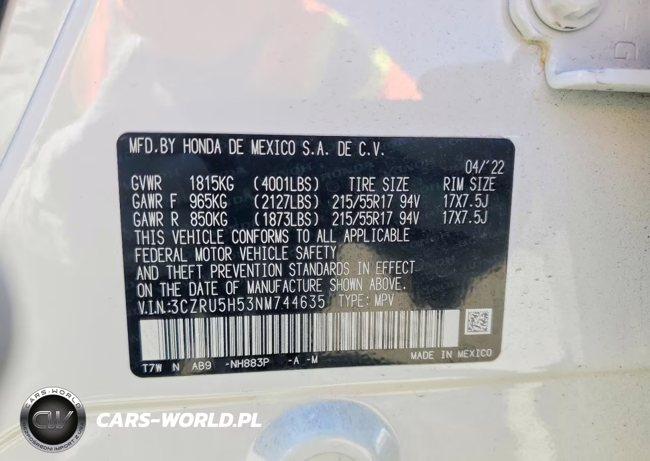2022 Honda Hr-V Ex VIN:3CZRU5H53NM744635 - 14