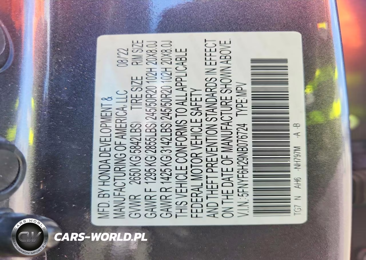 2022 Honda Pilot Se VIN:5FNYF6H29NB076724 - 13