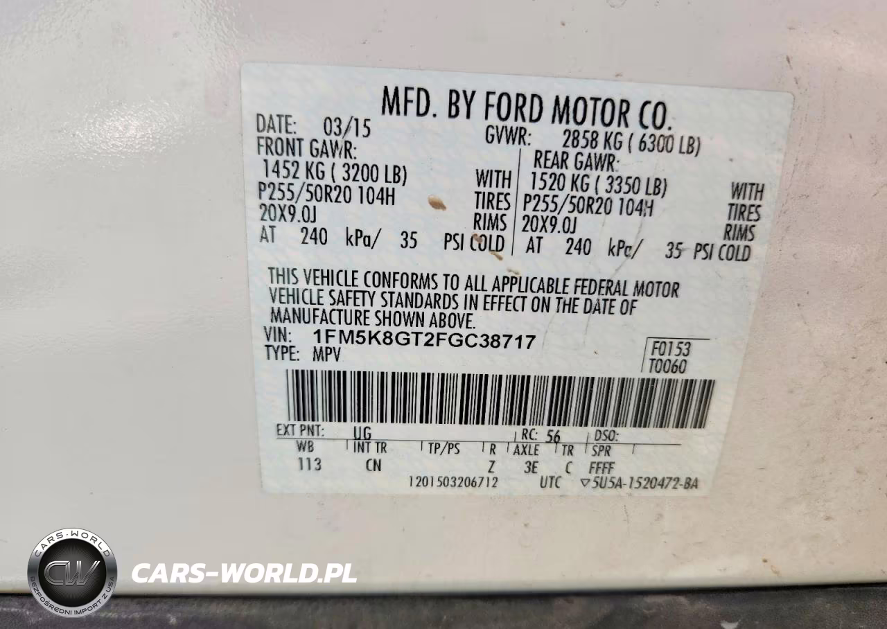 2015 Ford Explorer Sport VIN:1FM5K8GT2FGC38717 - 13