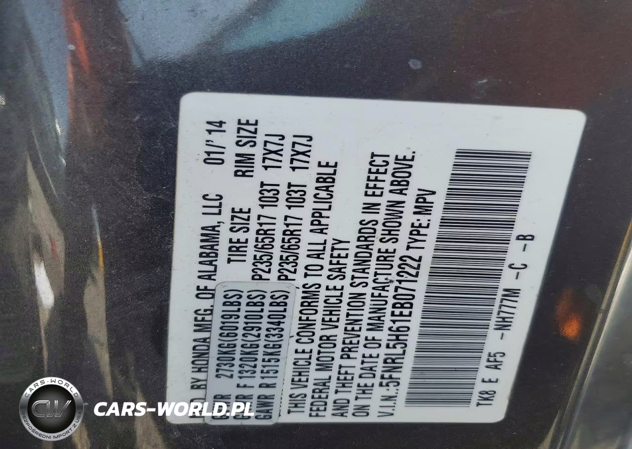 2014 Honda Odyssey Exl VIN:5FNRL5H61EB071222 - 13
