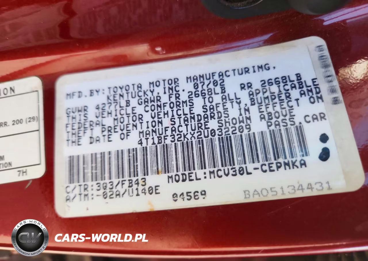 2002 Toyota Camry Le V6 VIN:4T1BF32KX2U032209 - 12