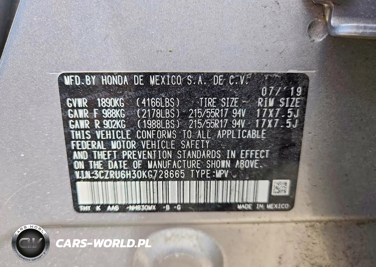 2019 Honda Hr-V Lx VIN:3CZRU6H30KG728665 - 12