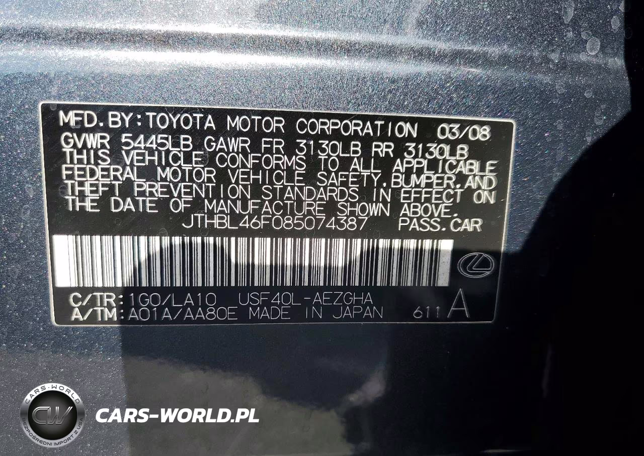 2008 Lexus Ls 460 VIN:JTHBL46F085074387 - 12