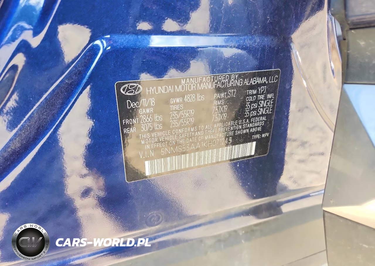 2019 Hyundai Santa Fe VIN:5NMS53AA1KH071245 - 12