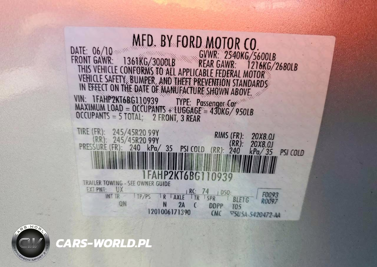 2011 Ford Taurus Sho VIN:1FAHP2KT6BG110939 - 13