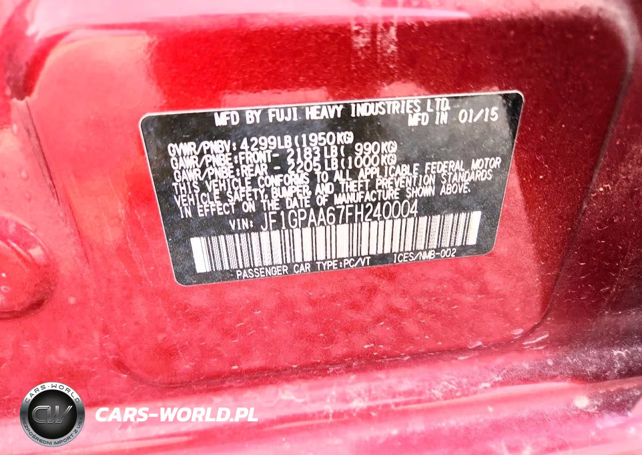 2015 Subaru Impreza VIN:JF1GPAA67FH240004 - 12