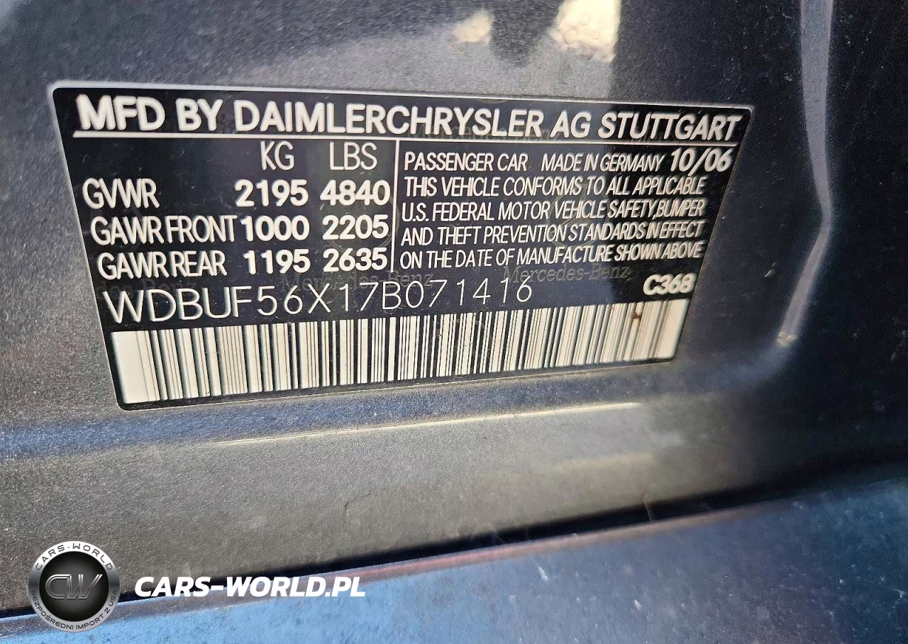 2007 Mercedes-Benz E 350 VIN:WDBUF56X17B071416 - 12